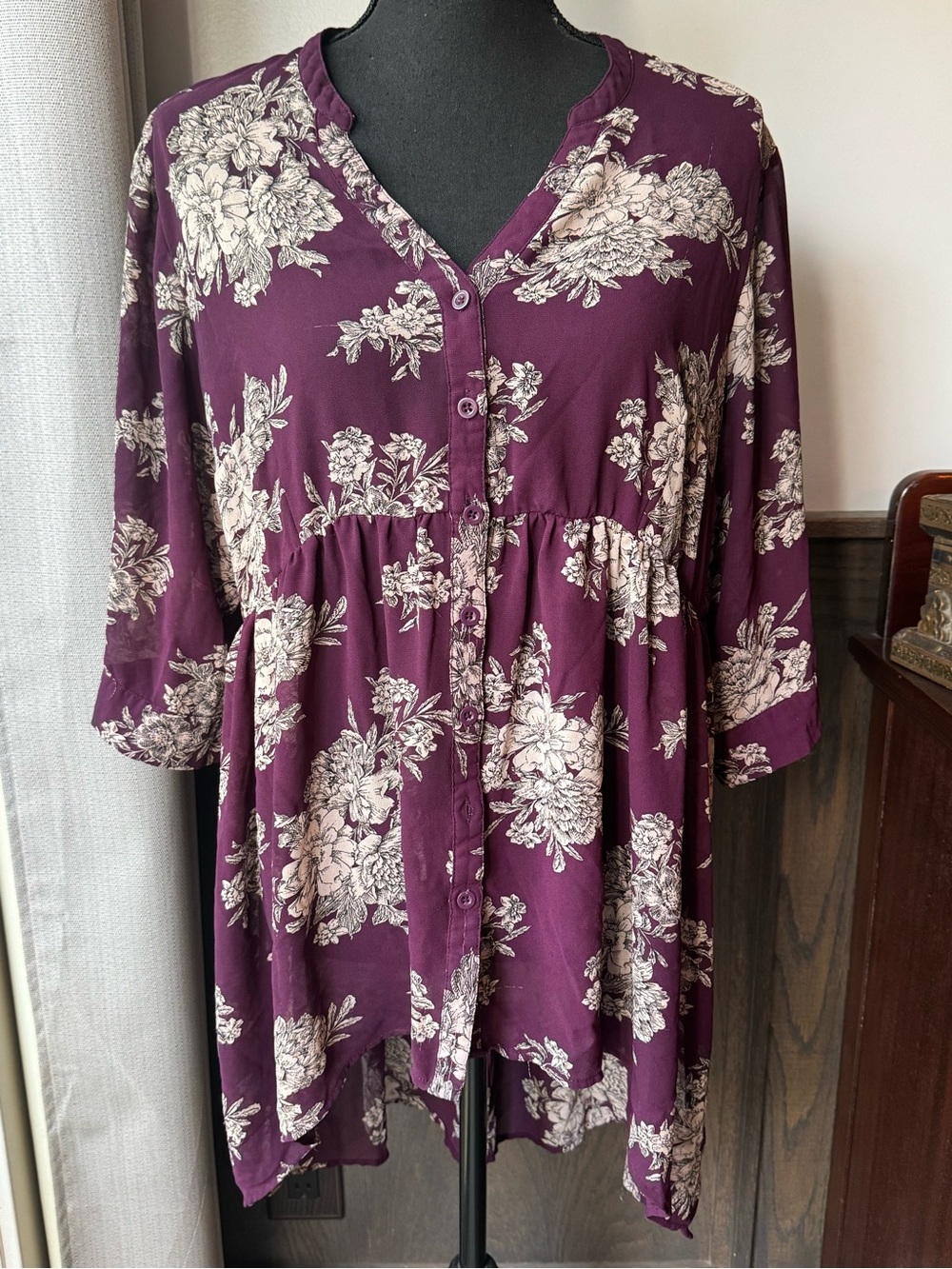 Torrid Lexie Floral Chiffon Babydoll High Low Shirt Tunic Sz 1